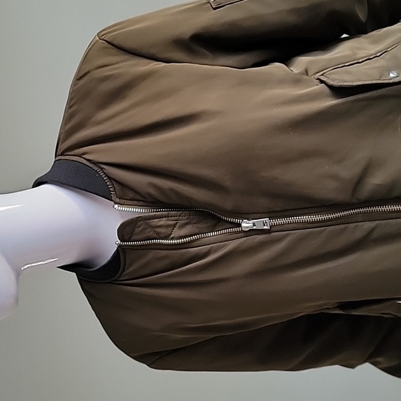 Zara TRF Outerwear Women’s  Olive Nylon Bomber Jacket Full Zip. Size Medium - Picture 4 of 14